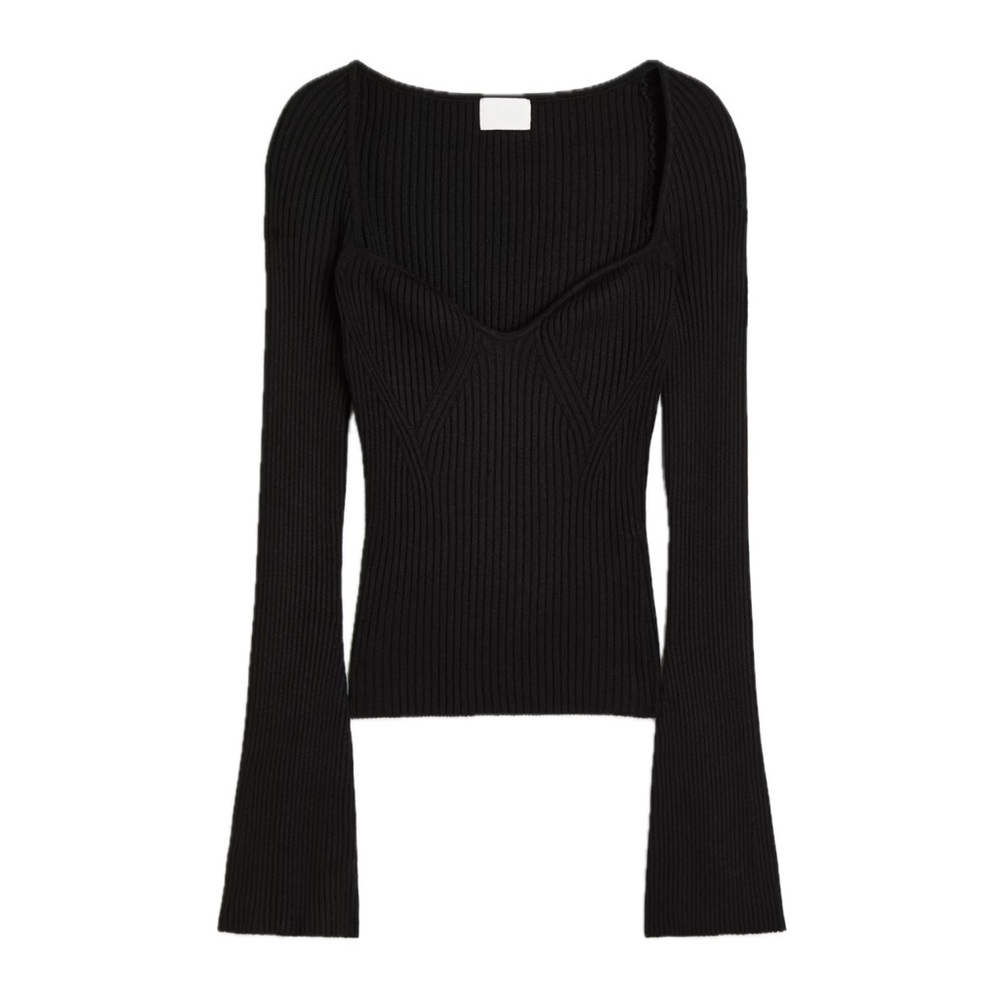 Black Ribbed Knit Top